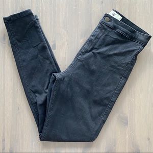 Topshop Black Joni Moto High Rise Skinny